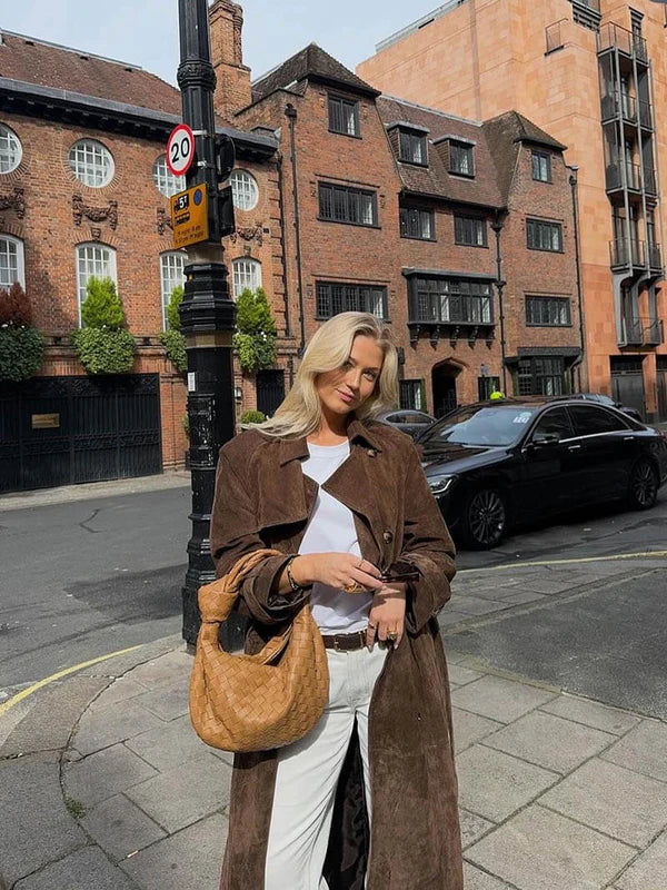Amelia™ | Luxe Suede Trench Coat
