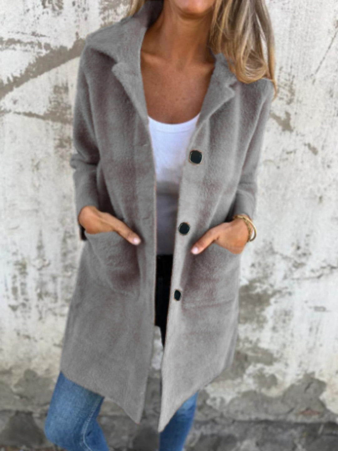 Rian - Long Sleeve Button Down Jacket With Pockets